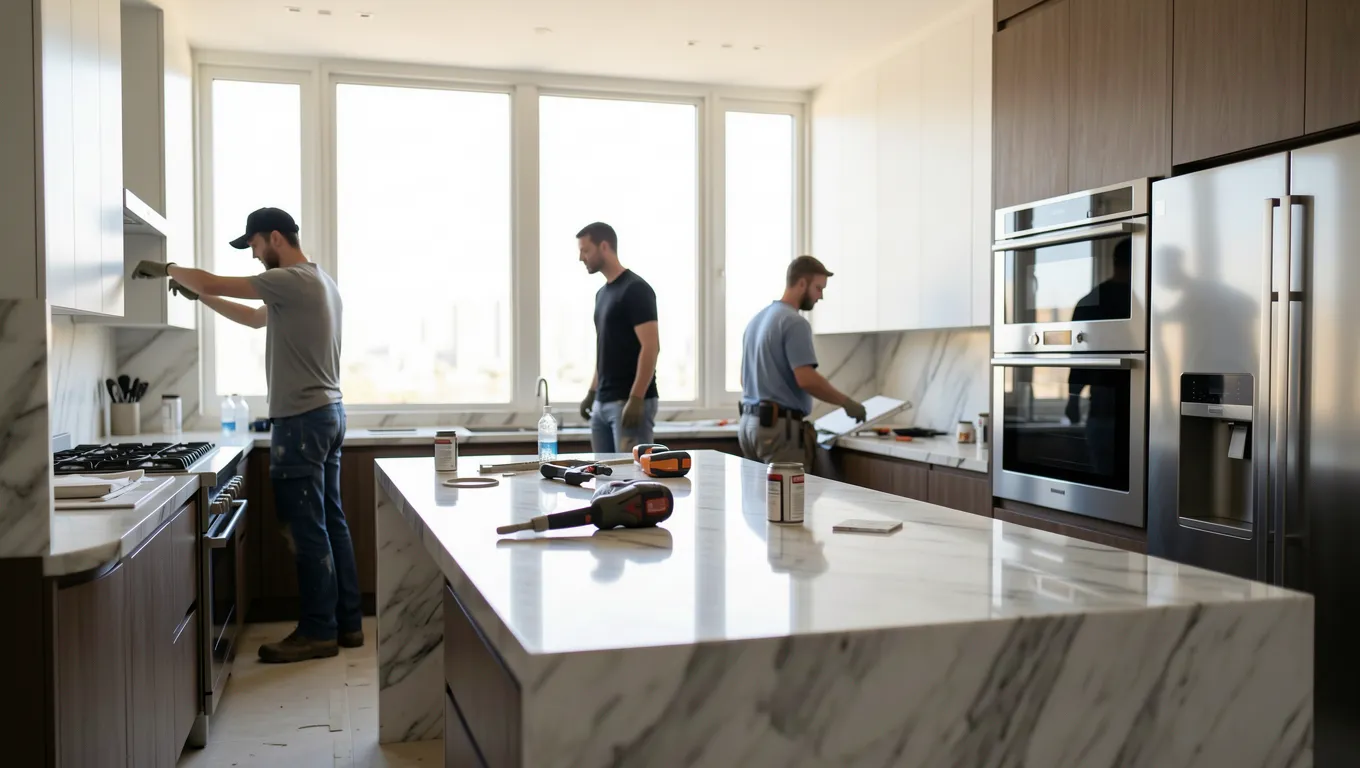 A luxury kitchen remodel project illustrating how to use large personal loans for home improvement.
