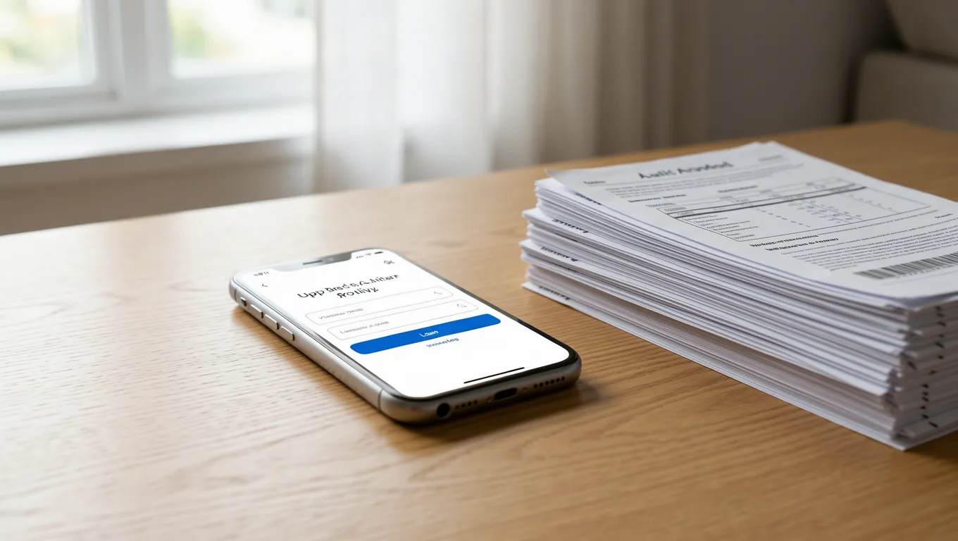 Smartphone showing an online loan application for no credit check loans online in 2026.