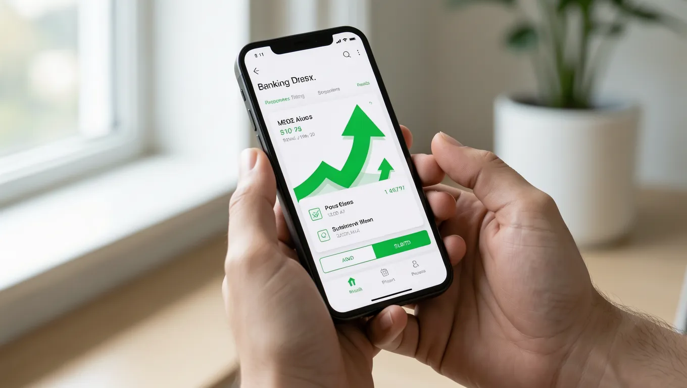 Smartphone showing digital banking app to find no credit check online loans