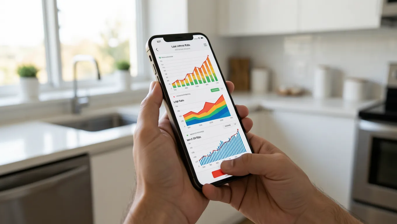 Smartphone showing financial data for no credit check personal loans