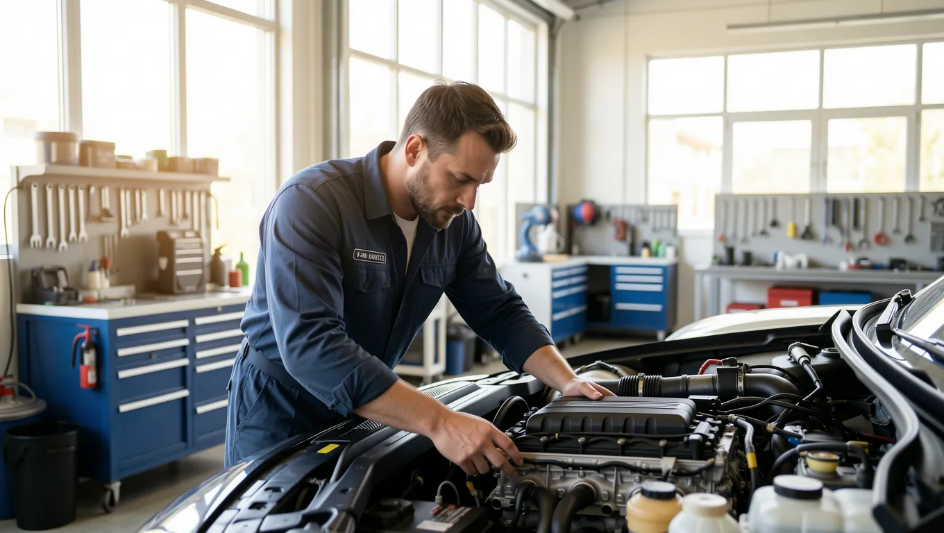 Mechanic performing repairs on a car engine for personal loans for car repair