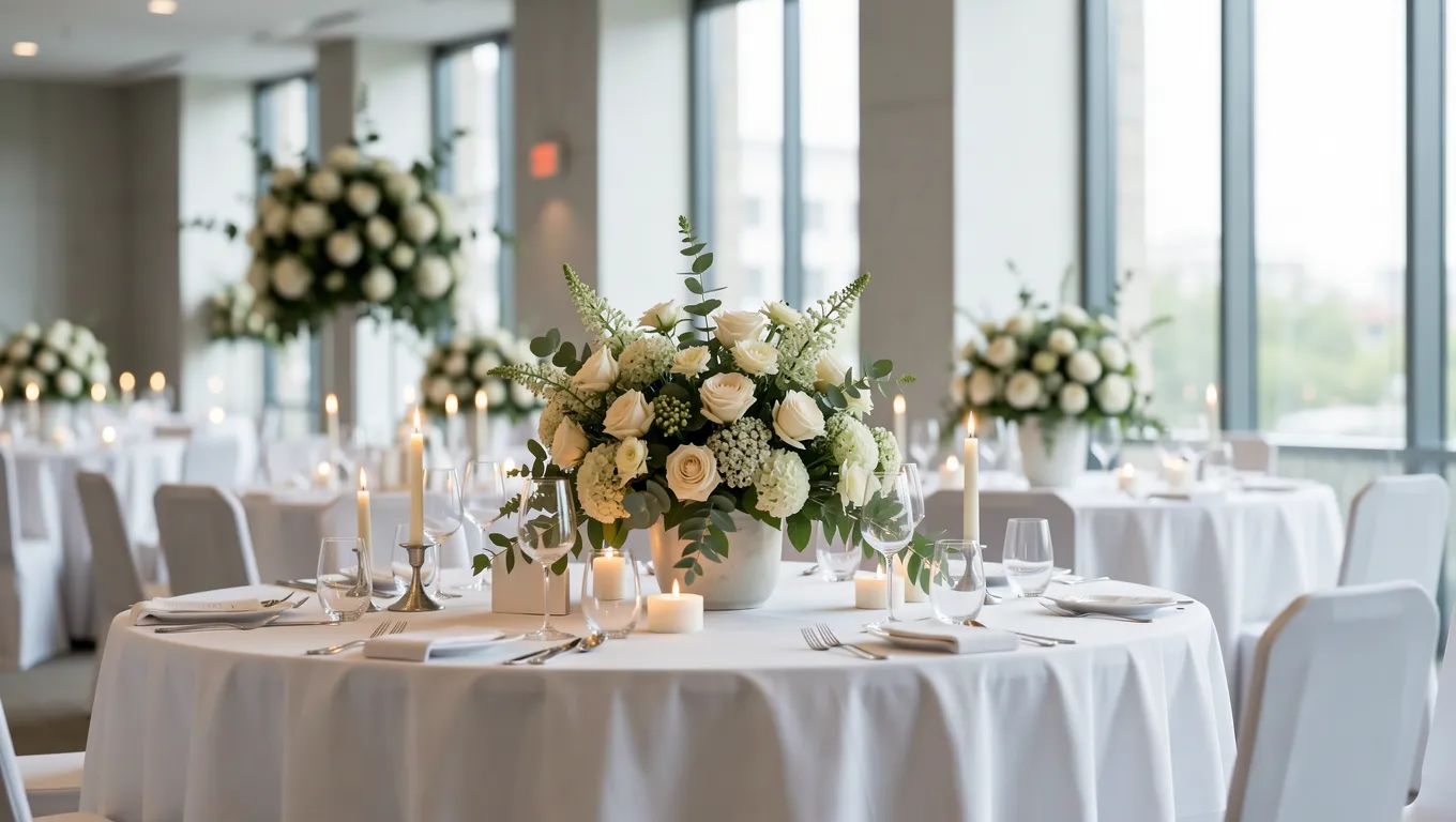 Elegant wedding reception decor being prepared for a celebration using personal loans for wedding.