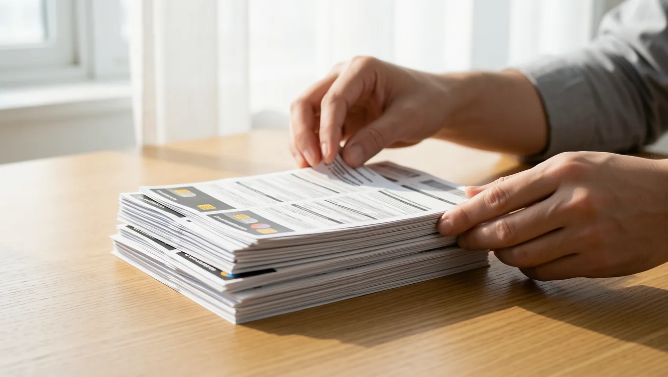 Someone organizing financial documents while searching for unsecured personal loans for bad credit.